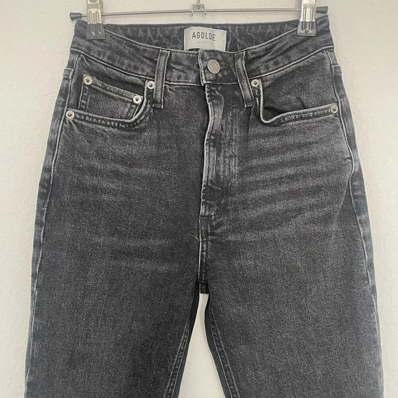 Agolde High Rise Straight Leg Jeans Womens Size 24 Black Vintage - Picture 3 of 12